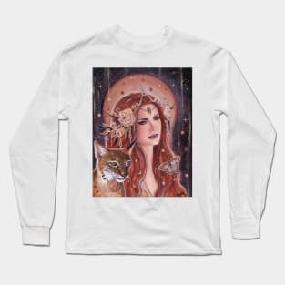 Freya goddess with lynx by Renee Lavoie Long Sleeve T-Shirt